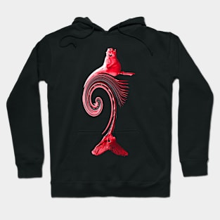 Curved Fish Red Hoodie